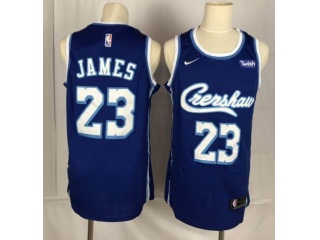 Nike Los Angeles Lakers 23 LeBron James Crenshaw Tutorial Nipsey Hussle Jersey Blue