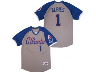 Atlanta Braves #1 Ozzie Albies Cooperstown Collection Jersey Grey