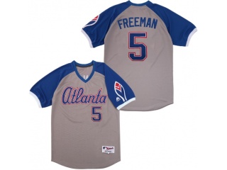 Atlanta Braves #5 Freddie Freeman Cooperstown Collection Jersey Grey