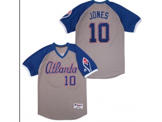 Atlanta Braves #10 Chipper Jones Cooperstown Collection Jersey Grey