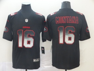 San Francisco 49ers 16 Joe Montana Arch Smoke Vapor Limited Jersey Black