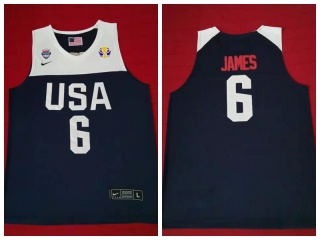 Team USA 6 Lebron James 2019 World Cup Basketball Jersey Blue
