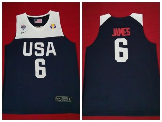 Team USA 6 Lebron James 2019 World Cup Basketball Jersey Blue
