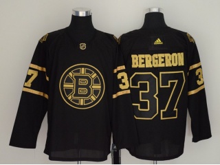 Adidas Boston Bruins 37 Patrice Bergeron Hockey Jersey Black Golden