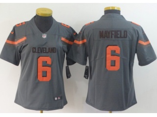 Woman Cleveland Browns #6 Baker Mayfield Gridiron Inverted Legende Limited Jersey Gray