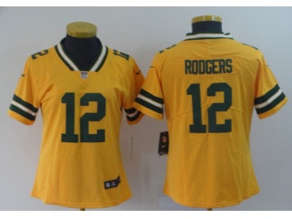 Woman Green Bay Packers #12 Aaron Rodgers Inverted Legende Limited Jersey Yellow