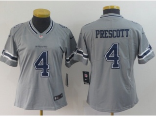 Woman Dallas Cowboys #4 Dak Prescott Inverted Legende Limited Jersey Gray