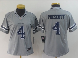 Woman Dallas Cowboys #4 Dak Prescott Inverted Legende Limited Jersey Gray