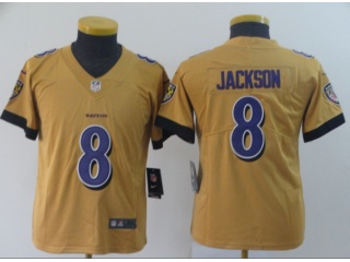 Youth Baltimore Ravens #8 Lamar Jackson Inverted Legend Limited Jersey Gold
