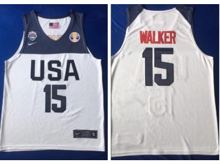 Team USA #15 Kemba Walker 2019 World Cup Basketball Jerseys White