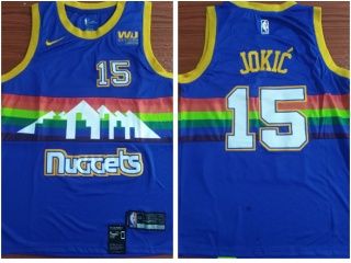 Nike Denver Nuggets #15 Nikola Jokic Throwback Jersey Blue