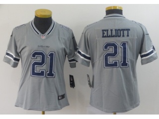 Woman Dallas Cowboys #21 Ezekiel Elliott Inverted Legende Limited Jersey Gray