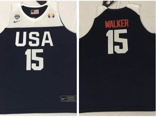 Team USA #15 Kemba Walker 2019 World Cup Basketball Jerseys Blue