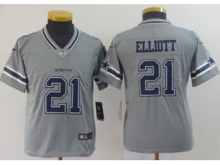 Youth Dallas Cowboys #21 Ezekiel Elliott Inverted Legende Limited Jersey Gray