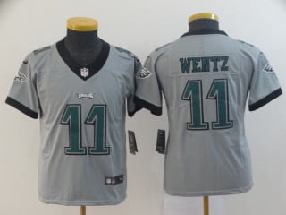 Youth Philadelphia Eagles 11 Carson Wentz Inverted Legend Limited Jersey Gray