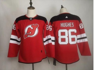 Women Adidas New Jersey Devils 86 Jack Hughes Hockey Red