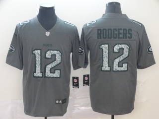Green Bay Packers 12 Aaron Rodgers Fashion Static Limited Jersey Gray