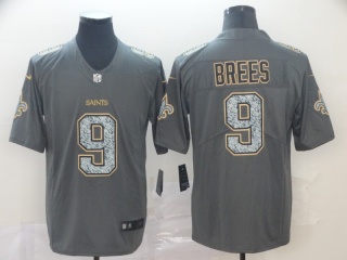 New Orleans Saints 9 Drew Brees Fashion Static Limited Jersey Gray