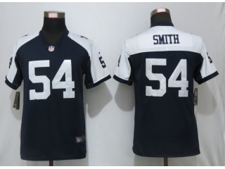 Women Dallas Cowboys 54 Smith Football Jersey Vapor Limited Blue Thanksgiving