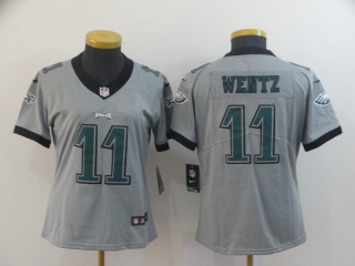 Women Philadelphia Eagles 11 Carson Wentz Inverted Legend Limited Jersey Gray