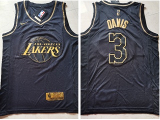 Nike Los Angeles Lakers #3 Anthony Davis Jersey Black Gold