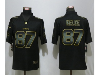 Kansas City Chiefs 87 Travis Kelce Vapor Limited Jersey Black Golden