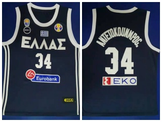 Hellas Greece 34 Giannis Antetokounmpo Jersey Navy Blue