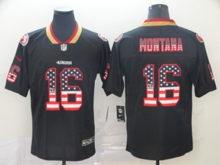 San Francisco 49ers 16 Joe Montana USA Flag Vapor Limited Jersey Black