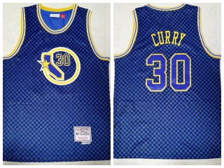 Golden State Warriors 30 Stephen Curry Throwback Jersey Checkerboard Purple