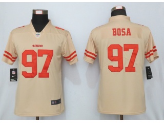 Women San Francisco 49ers 97 Nick Bosa Inverted Legend Limited Jersey Yellow