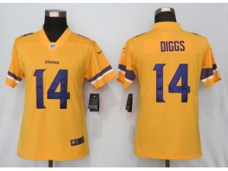 Women Minnesota Vikings 14 Stefon Diggs Inverted Legend Limited Jersey Yellow