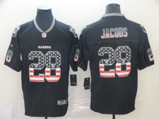 Oakland Raiders 28 Josh Jacobs USA Flag Limited Jersey Black