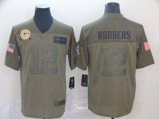 Green Bay Packers 12 Aaron Rodgers 2019 Salute to Service Limited Jersey Olive