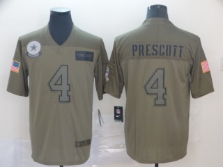 Dallas Cowboys 4 Dak Prescott 2019 Salute to Service Limited Jersey Olive