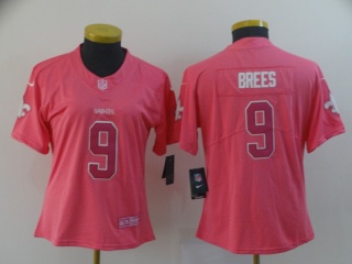 Woman Women New Orleans Saints 9 Drew Brees Vapor Limited Jersey Pink