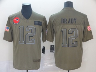 New England Patriots 12 Tom Brady 2019 Salute to Service Limited Jersey Olive