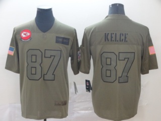 Kansas City Chiefs 87 Travis Kelce 2019 Salute to Service Limited Jersey Olive