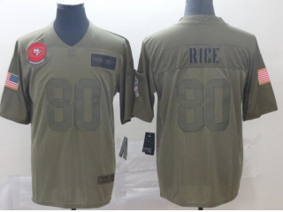 San Francisco 49ers #80 Jerry Rice 2019 Salute to Service Limited Jersey Olive