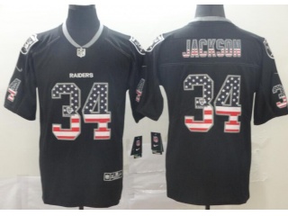 Oakland Raiders #34 Bo Jackson USA Flag Vapor Untouchable Limited Jersey Black