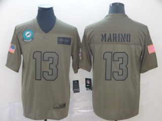 Miami Dolphins 13 Dan Marino 2019 Salute to Service Limited Jersey Olive