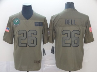 New York Jets 26 Le'Veon Bell 2019 Salute to Service Limited Jersey Olive