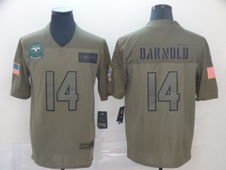 New York Jets 14 Sam Darnold 2019 Salute to Service Limited Jersey Olive