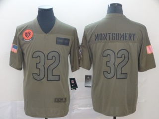 Chicago Bears 32 David Montgomery 2019 Salute to Service Limited Jersey Olive