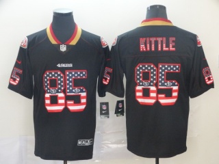 San Francisco 49ers 85 George Kittle USA Flag Limited Jersey Black