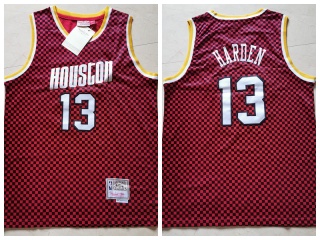 Houston Rockets 13 James Harden Mitchell & Ness Jersey Red Checkerboard