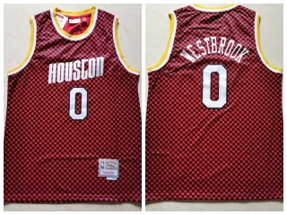 Houston Rockets 0 Russell Westbrook Mitchell & Ness Jersey Red Checkerboard
