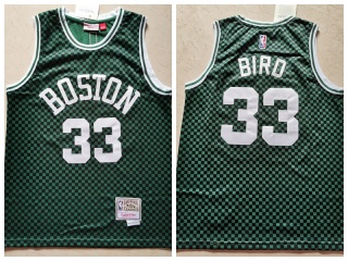 Boston Celtics 33 Larry Bird Mitchell & Ness Jersey Green Checkerboard