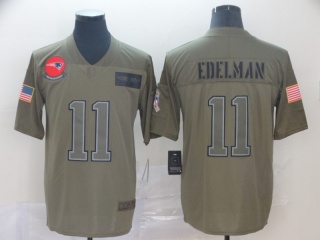 New England Patriots 11 Julian Edelman 2019 Salute to Service Limited Jersey Olive