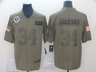 Oakland Raiders 34 Bo Jackson 2019 Salute to Service Limited Jersey Olive