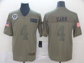 Oakland Raiders 4 Derek Carr 2019 Salute to Service Limited Jersey Olive